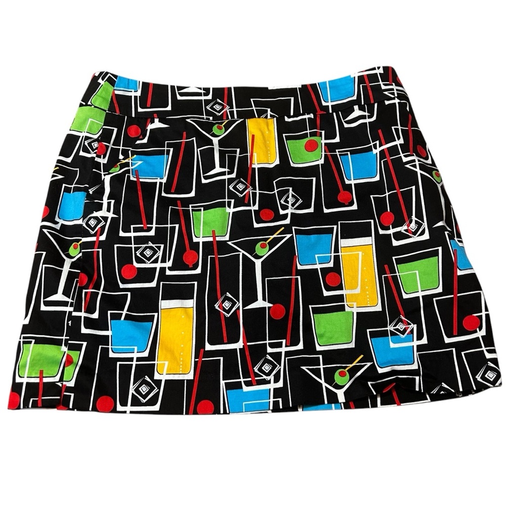 Loudmouth Ladies Skort Happy Hour Cocktails Golf Pickleball Tennis Black Multi 8 - Picture 7 of 15